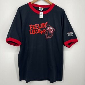 Vtg Universal Studios T-Shirt Men's XL Black Halloween‎ Horror 2003 Feelin Lucky